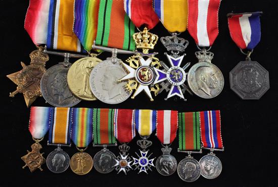 WWI & WWII medal group to Dresser E. J. R. Corin, inc. Order of Orange-Nassau, Order of St. Olav, Pro Dania 1940-45 etc